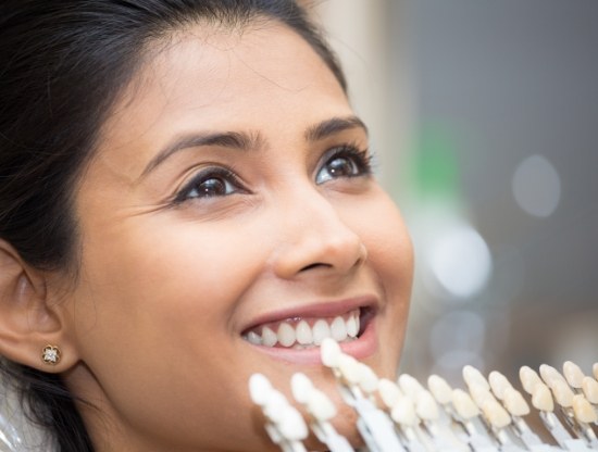 Closeup of woman smiling with veneers in Rocky Hill