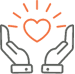 Hands holding a heart icon