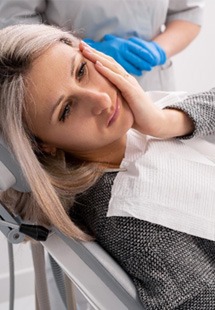 A woman in Glastonbury having a dental emergency