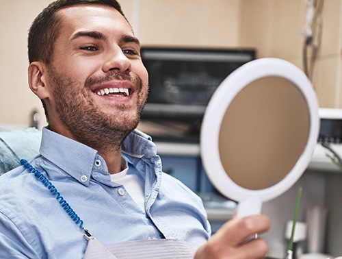 Man smiling in the dental chair