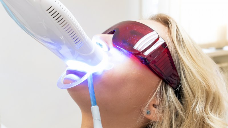 patient undergoing teeth whitening