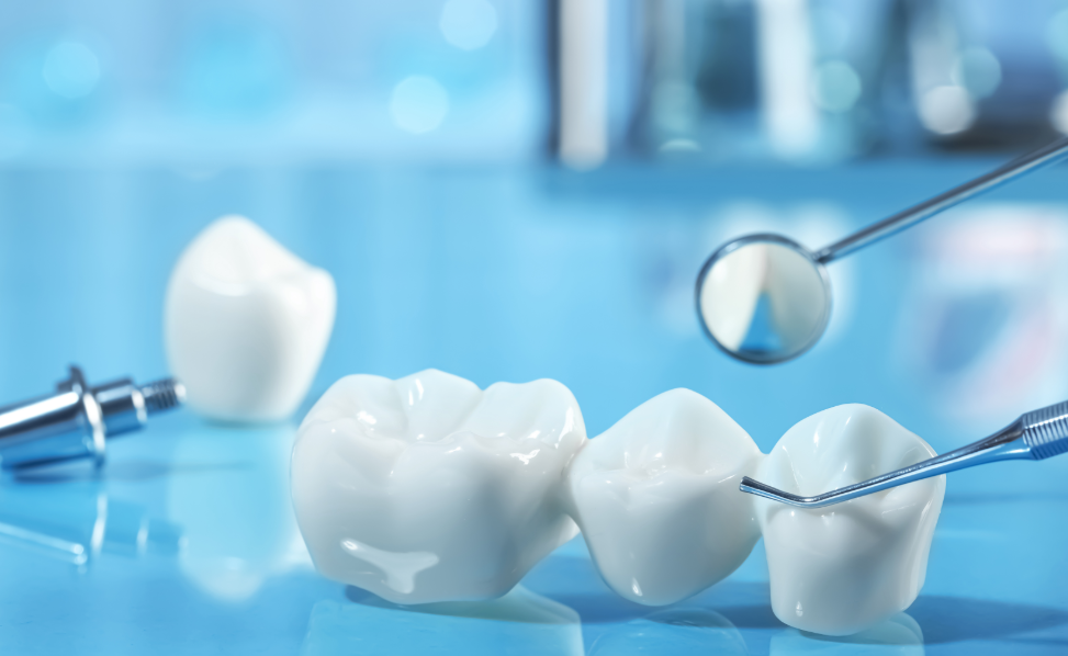 Close up of dental crowns