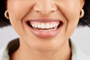 Close-up of a woman’s smile